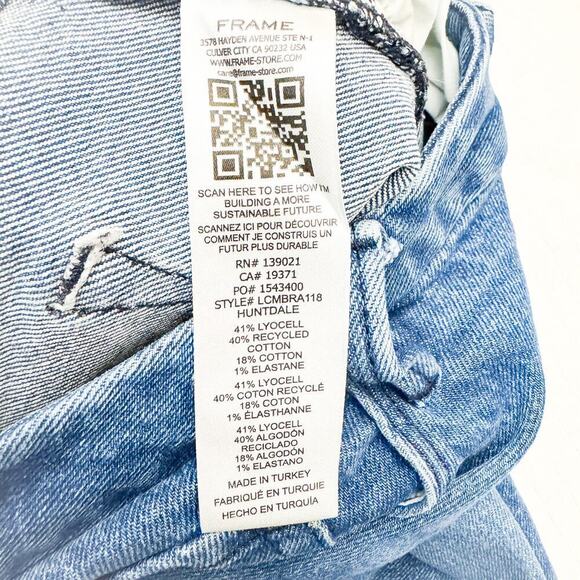 Frame Le Crop Mini Boot Huntdale LCMBRA118 Dak Wash Raw Hem Denim Jeans Size 29 - Picture 7 of 8